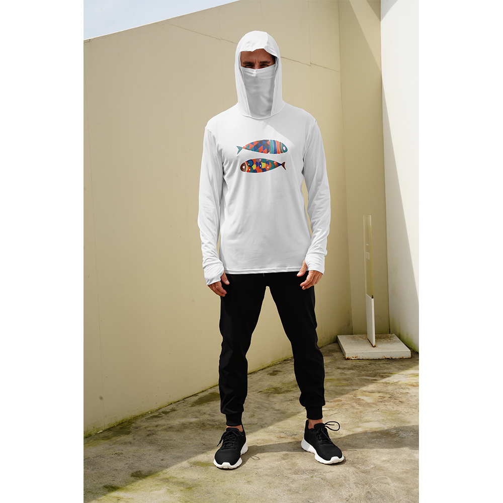 Men Fish Print Fishing Hoodie  - đánh giá và giá Fishing Mask Sun Protection